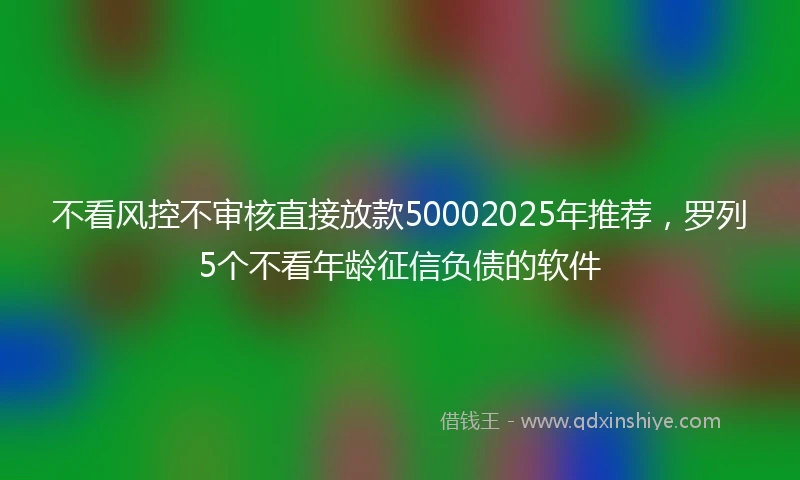 不看风控不审核直接放款50002025年推荐，罗列5个不看年龄征信负债的软件