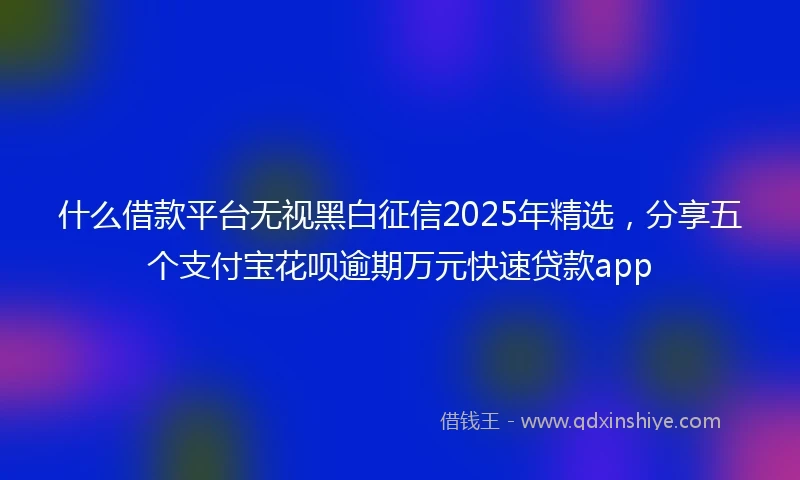 什么借款平台无视黑白征信2025年精选，分享五个支付宝花呗逾期万元快速贷款app