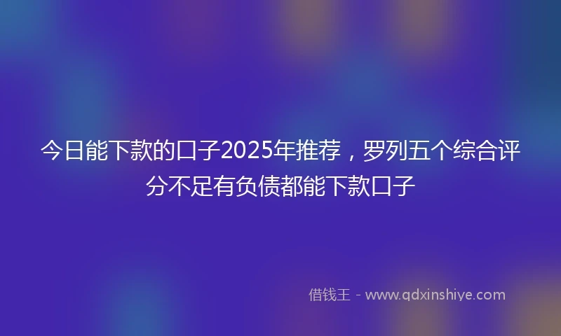 今日能下款的口子2025年推荐,罗列五个综合评分不足有负债都能下款口子