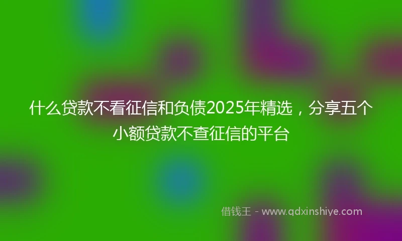 什么贷款不看征信和负债2025年精选，分享五个小额贷款不查征信的平台
