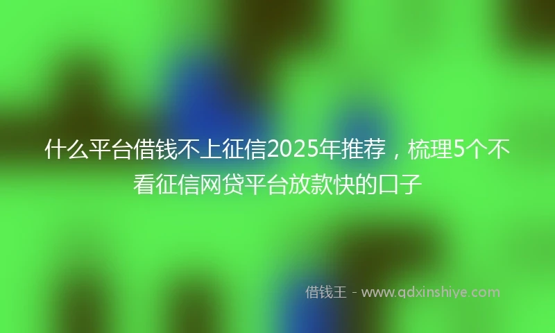 什么平台借钱不上征信2025年推荐，梳理5个不看征信网贷平台放款快的口子