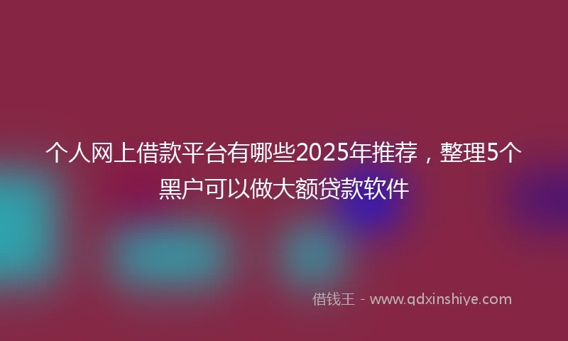 个人网上借款平台有哪些2025年推荐，整理5个黑户可以做大额贷款软件