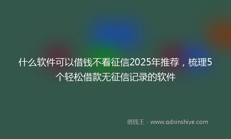 什么软件可以借钱不看征信2025年推荐，梳理5个轻松借款无征信记录的软件