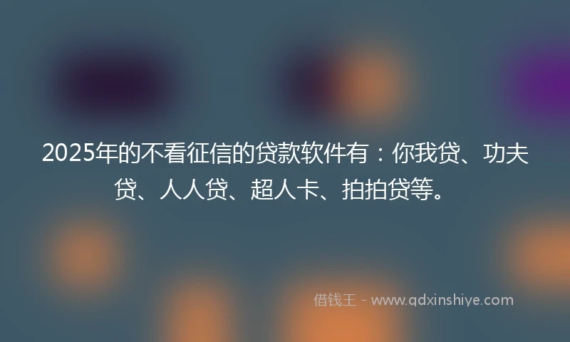 2025年的不看征信的贷款软件有：你我贷、功夫贷、人人贷、超人卡、拍拍贷等。