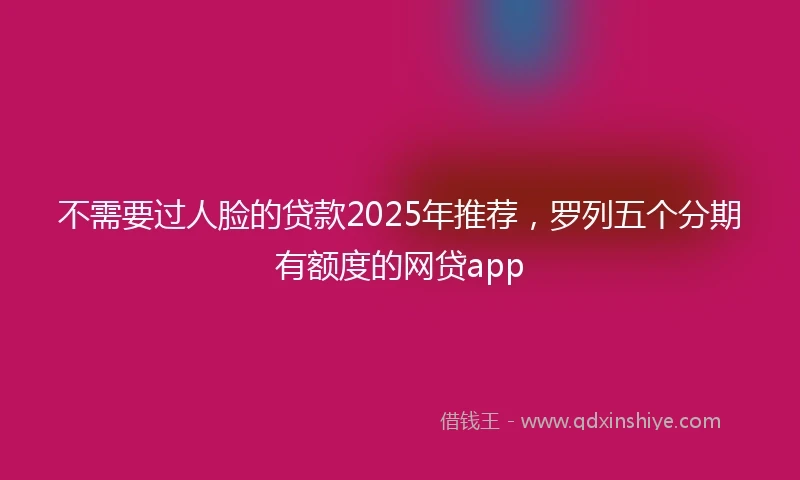 不需要过人脸的贷款2025年推荐，罗列五个分期有额度的网贷app