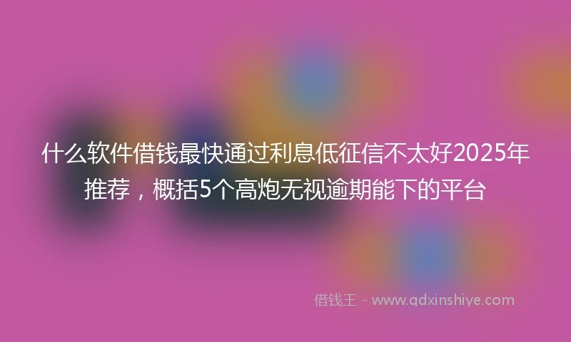 什么软件借钱最快通过利息低征信不太好2025年推荐，概括5个高炮无视逾期能下的平台