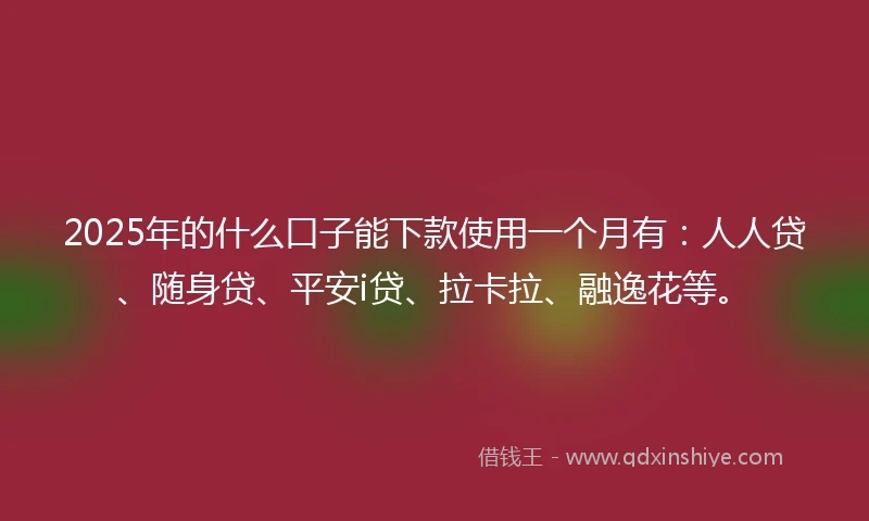 2025年的什么口子能下款使用一个月有：人人贷、随身贷、平安i贷、拉卡拉、融逸花等。