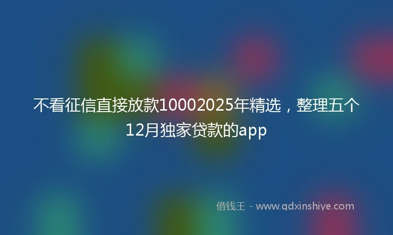 不看征信直接放款10002025年精选，整理五个12月独家贷款的app