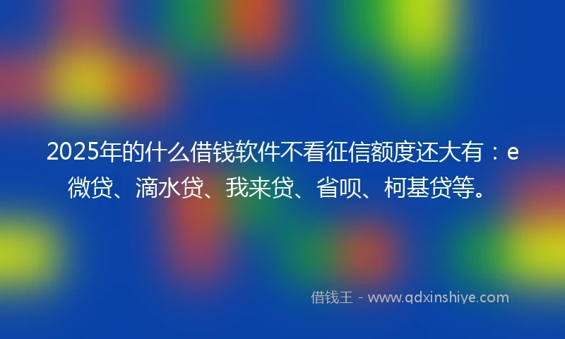 2025年的什么借钱软件不看征信额度还大有：e微贷、滴水贷、我来贷、省呗、柯基贷等。