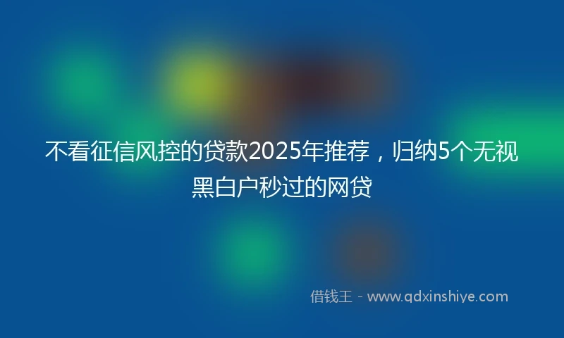 不看征信风控的贷款2025年推荐，归纳5个无视黑白户秒过的网贷