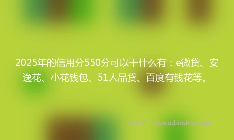2025年的信用分550分可以干什么有：e微贷、安逸花、小花钱包、51人品贷、百度有钱花等。