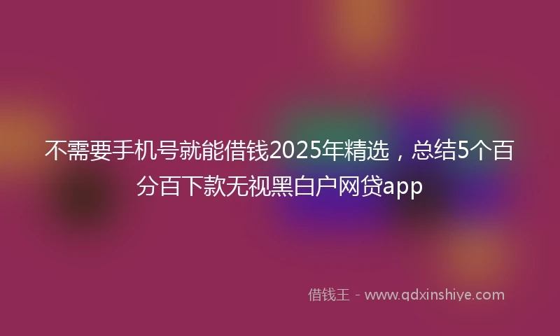 不需要手机号就能借钱2025年精选，总结5个百分百下款无视黑白户网贷app