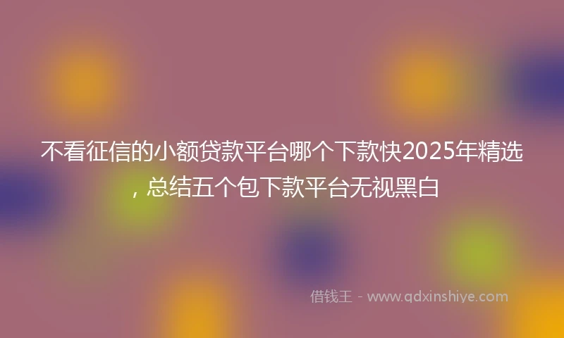 不看征信的小额贷款平台哪个下款快2025年精选，总结五个包下款平台无视黑白