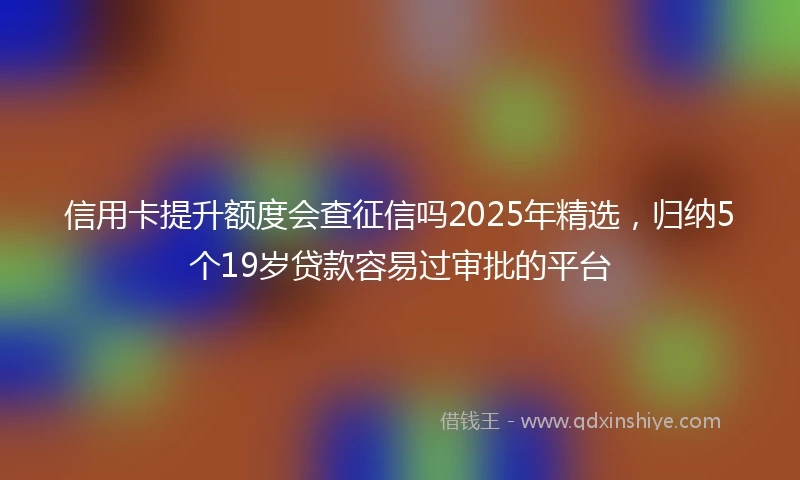 信用卡提升额度会查征信吗2025年精选，归纳5个19岁贷款容易过审批的平台