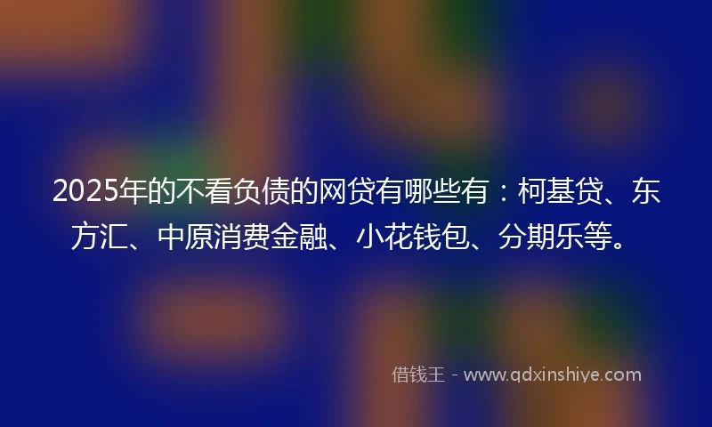 2025年的不看负债的网贷有哪些有：柯基贷、东方汇、中原消费金融、小花钱包、分期乐等。
