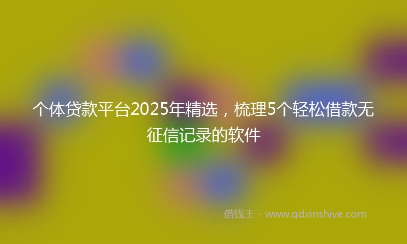个体贷款平台2025年精选，梳理5个轻松借款无征信记录的软件