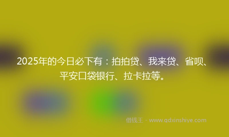 2025年的今日必下有：拍拍贷、我来贷、省呗、平安口袋银行、拉卡拉等。