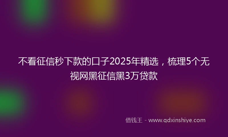 不看征信秒下款的口子2025年精选，梳理5个无视网黑征信黑3万贷款