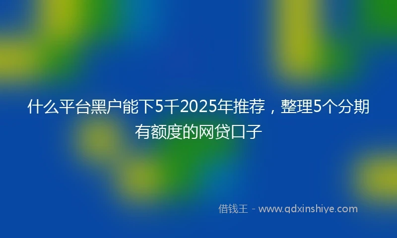 什么平台黑户能下5千2025年推荐，整理5个分期有额度的网贷口子
