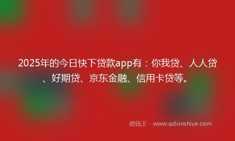 2025年的今日快下贷款app有：你我贷、人人贷、好期贷、京东金融、信用卡贷等。