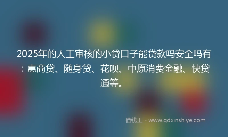 2025年的人工审核的小贷口子能贷款吗安全吗有：惠商贷、随身贷、花呗、中原消费金融、快贷通等。