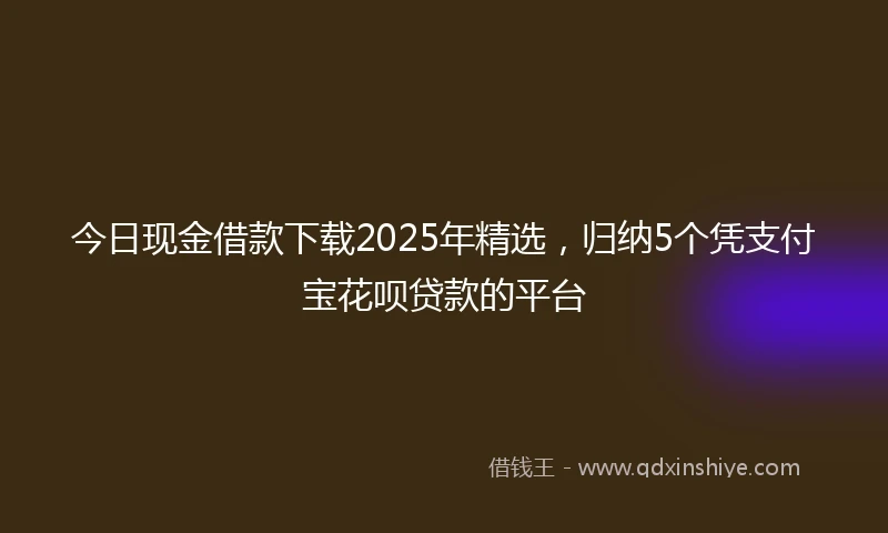 今日现金借款下载2025年精选，归纳5个凭支付宝花呗贷款的平台
