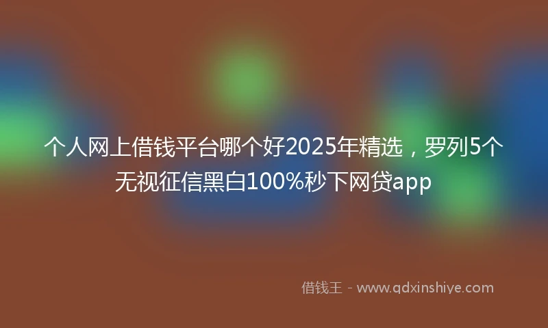 个人网上借钱平台哪个好2025年精选，罗列5个无视征信黑白100%秒下网贷app