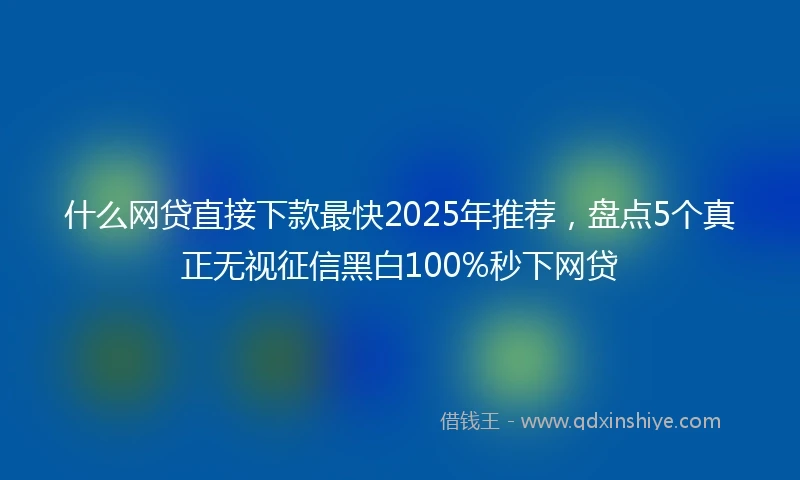 什么网贷直接下款最快2025年推荐，盘点5个真正无视征信黑白100%秒下网贷