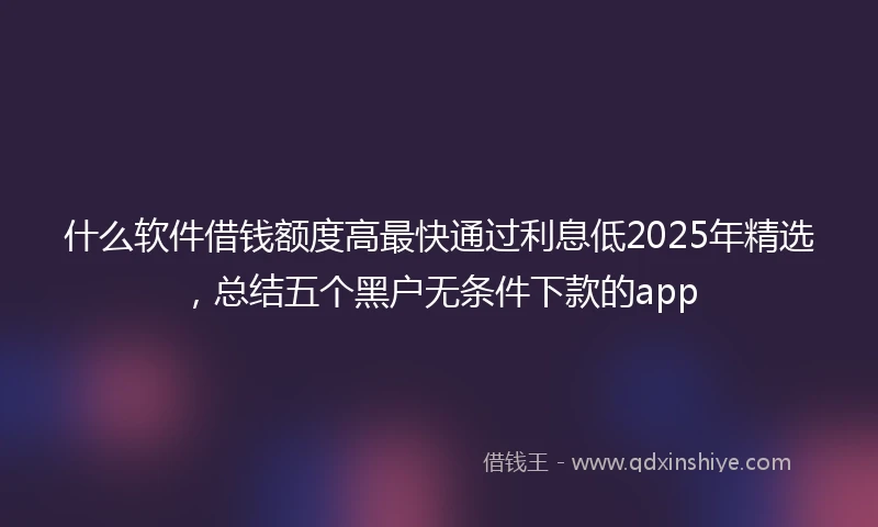 什么软件借钱额度高最快通过利息低2025年精选，总结五个黑户无条件下款的app