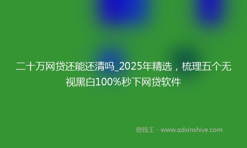 二十万网贷还能还清吗_2025年精选，梳理五个无视黑白100%秒下网贷软件