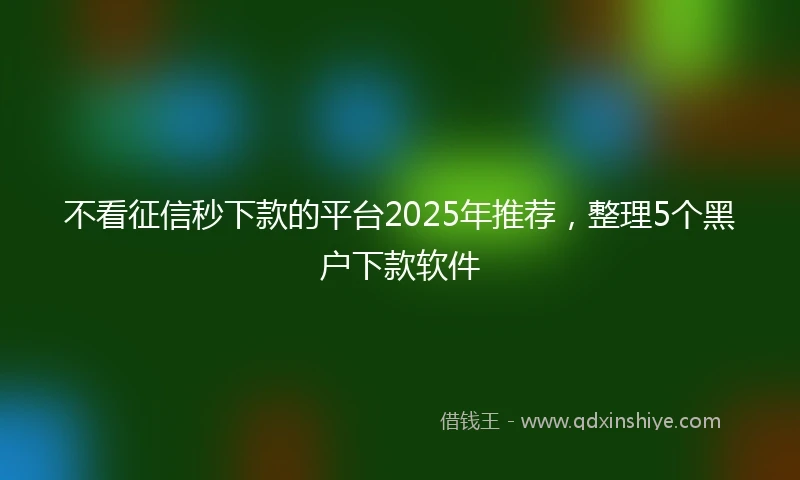 不看征信秒下款的平台2025年推荐，整理5个黑户下款软件