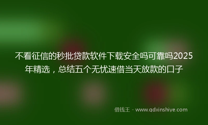 不看征信的秒批贷款软件下载安全吗可靠吗2025年精选，总结五个无忧速借当天放款的口子