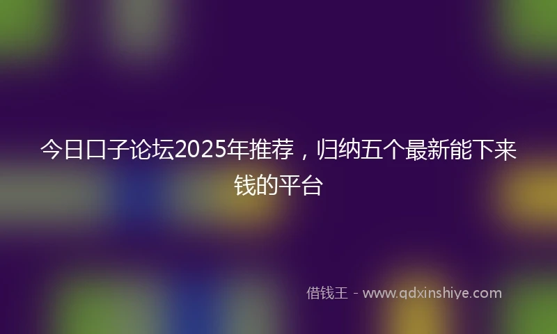 今日口子论坛2025年推荐，归纳五个最新能下来钱的平台