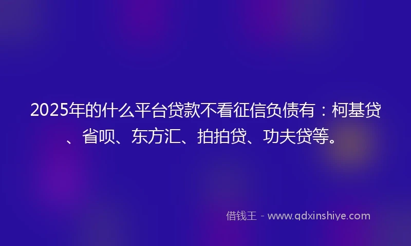 2025年的什么平台贷款不看征信负债有：柯基贷、省呗、东方汇、拍拍贷、功夫贷等。