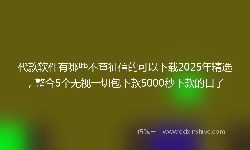 代款软件有哪些不查征信的可以下载2025年精选，整合5个无视一切包下款5000秒下款的口子