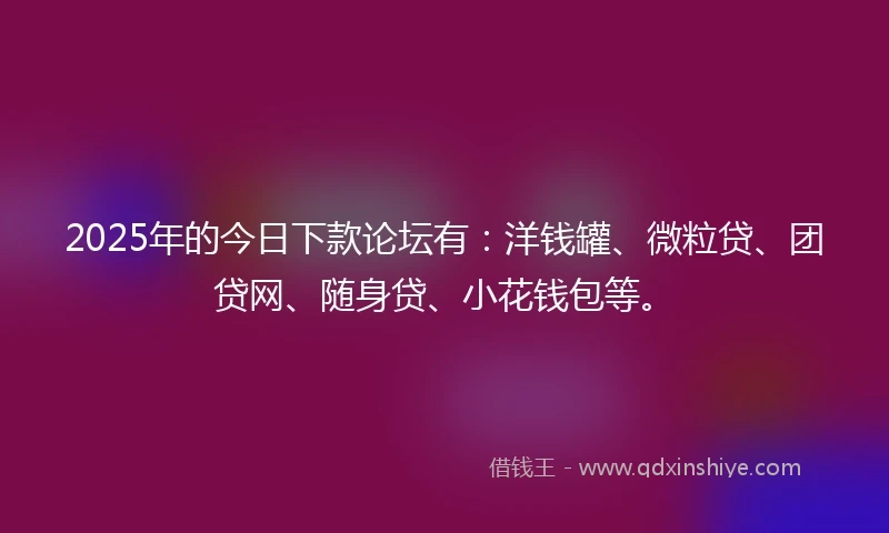 2025年的今日下款论坛有：洋钱罐、微粒贷、团贷网、随身贷、小花钱包等。