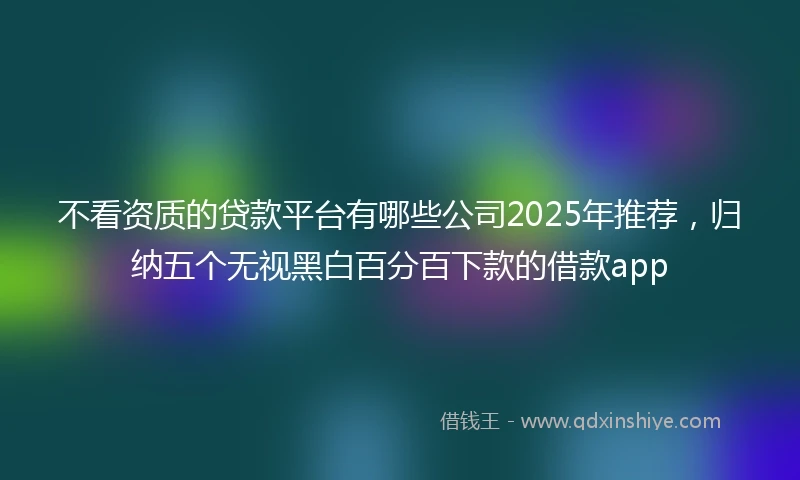 不看资质的贷款平台有哪些公司2025年推荐，归纳五个无视黑白百分百下款的借款app