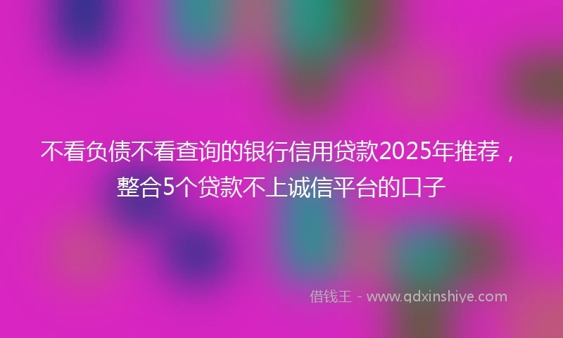 不看负债不看查询的银行信用贷款2025年推荐，整合5个贷款不上诚信平台的口子