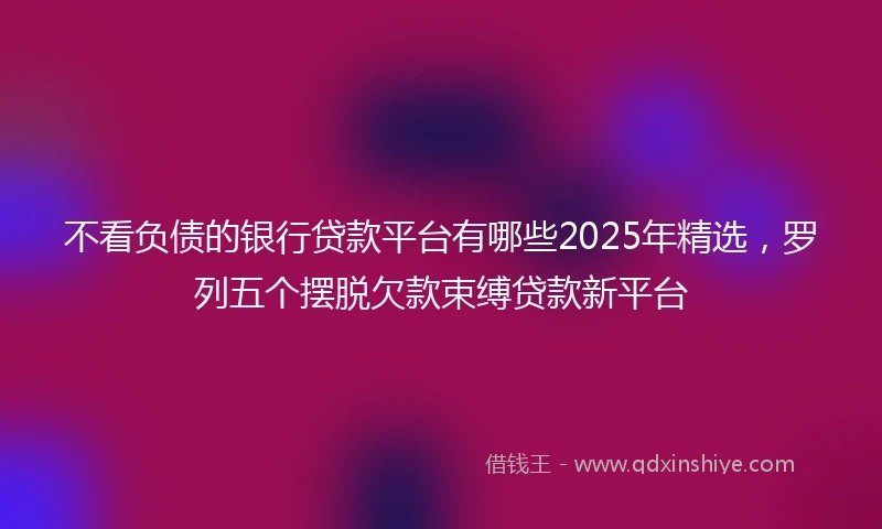 不看负债的银行贷款平台有哪些2025年精选，罗列五个摆脱欠款束缚贷款新平台