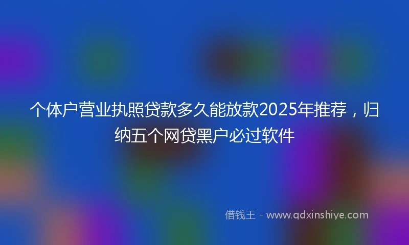 个体户营业执照贷款多久能放款2025年推荐，归纳五个网贷黑户必过软件