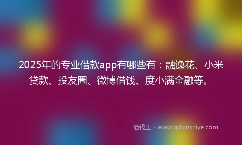 2025年的专业借款app有哪些有：融逸花、小米贷款、投友圈、微博借钱、度小满金融等。