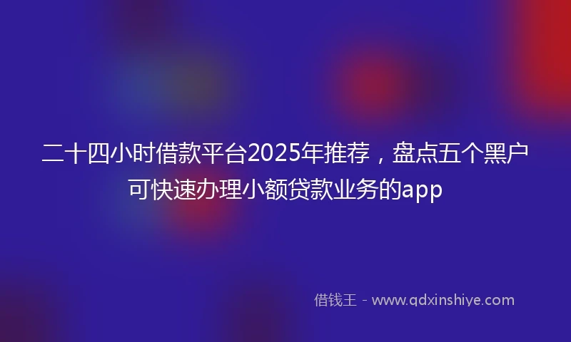 二十四小时借款平台2025年推荐，盘点五个黑户可快速办理小额贷款业务的app