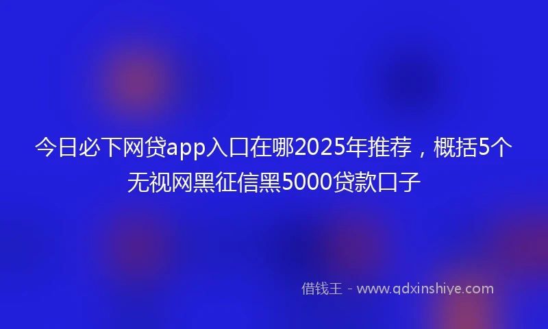今日必下网贷app入口在哪2025年推荐,概括5个无视网黑征信黑5000贷款口子