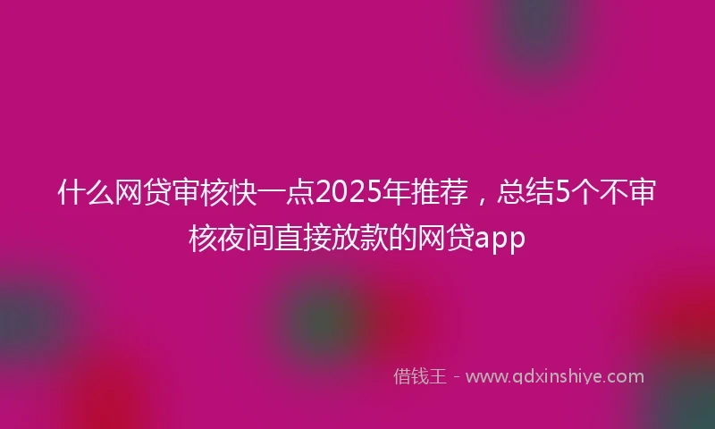 什么网贷审核快一点2025年推荐，总结5个不审核夜间直接放款的网贷app