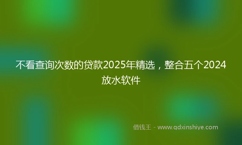 不看查询次数的贷款2025年精选，整合五个2024放水软件