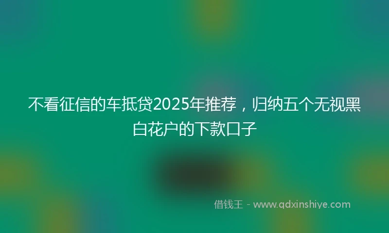 不看征信的车抵贷2025年推荐，归纳五个无视黑白花户的下款口子