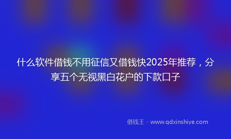 什么软件借钱不用征信又借钱快2025年推荐，分享五个无视黑白花户的下款口子