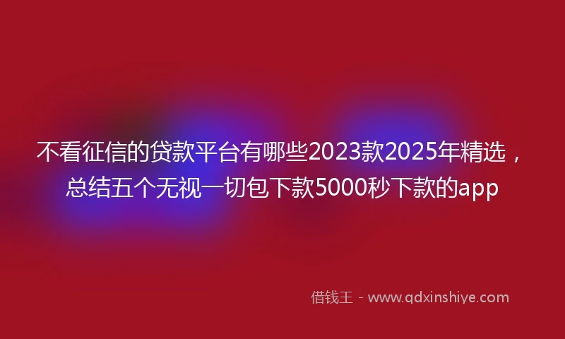 不看征信的贷款平台有哪些2023款2025年精选，总结五个无视一切包下款5000秒下款的app