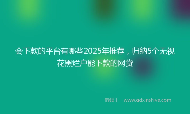 会下款的平台有哪些2025年推荐，归纳5个无视花黑烂户能下款的网贷