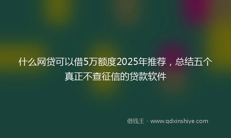 什么网贷可以借5万额度2025年推荐，总结五个真正不查征信的贷款软件
